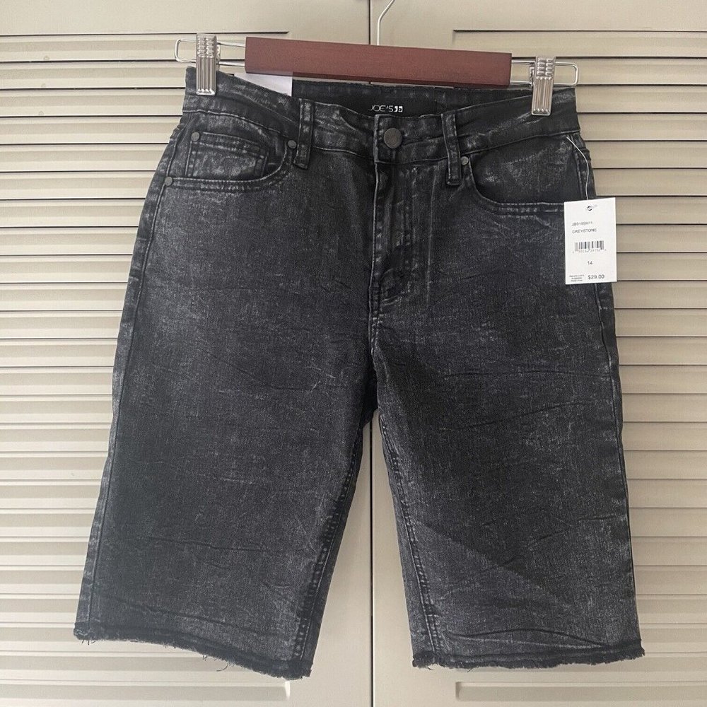 NWT Joe's Jeans Big Boys The Brixton Denim Shorts Dark Grey Acid Wash Size 14